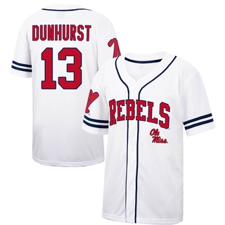 NCAA Baseball Jersey Hayden Dunhurst Ole Miss Rebels College White #13