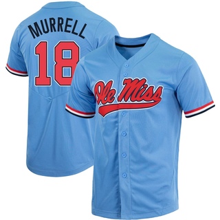 Men's Nike Powder Blue Ole Miss Rebels Full-Button Replica Baseball Jersey