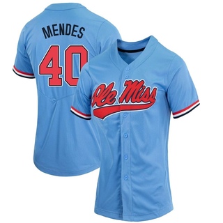 Wes Mendes Replica Blue Women's Ole Miss Rebels Powder Full-Button Baseball Jersey