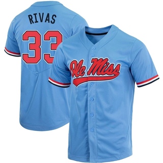 Men's Nike Powder Blue Ole Miss Rebels Full-Button Replica